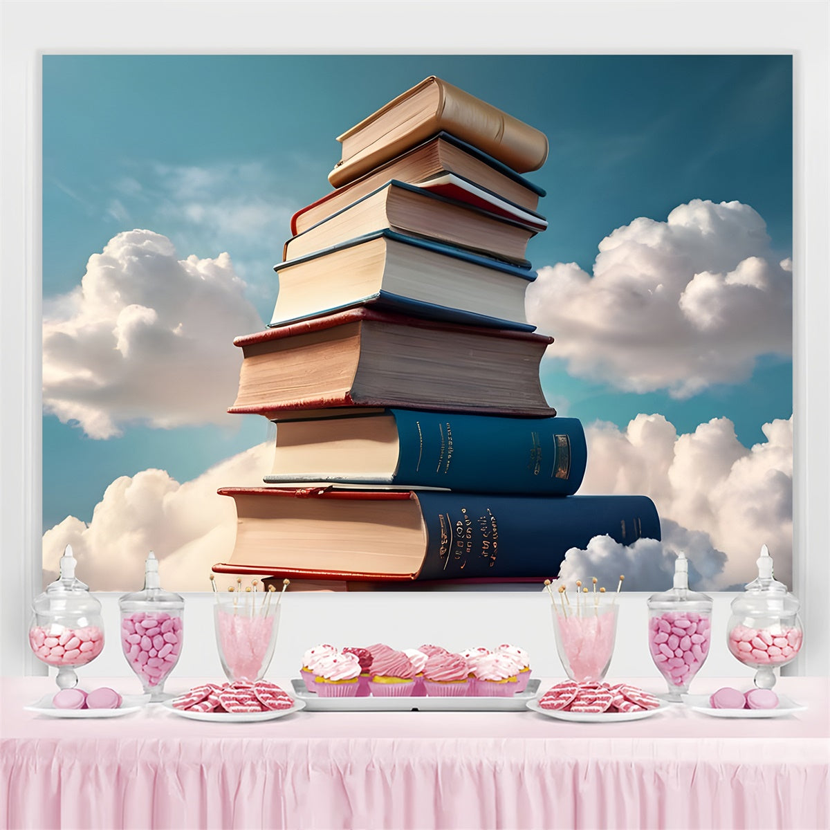 Welttag des Buches Backdrop Verträumter blauer Himmel Bücher Backdrop CJJ3-59