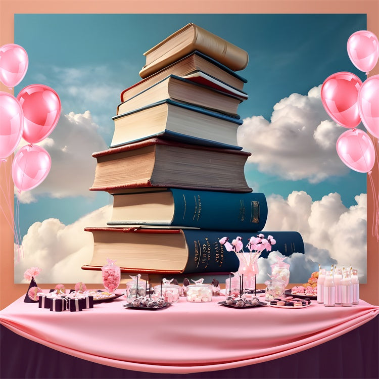 Welttag des Buches Backdrop Verträumter blauer Himmel Bücher Backdrop CJJ3-59