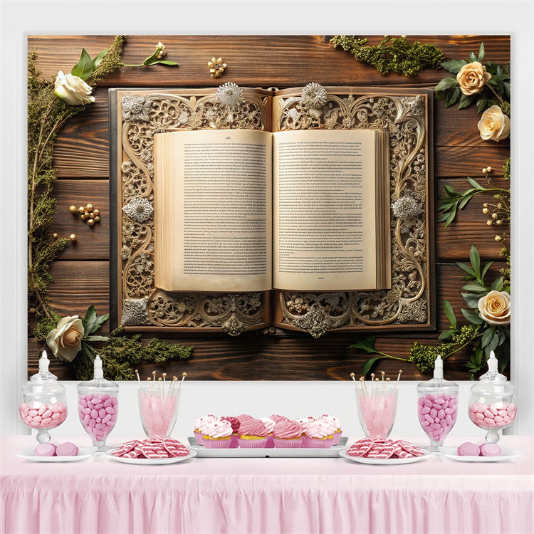 Welttag des Buches Backdrop Floral Ornate Book Backdrop CJJ3-62