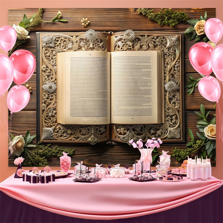 Welttag des Buches Backdrop Floral Ornate Book Backdrop CJJ3-62