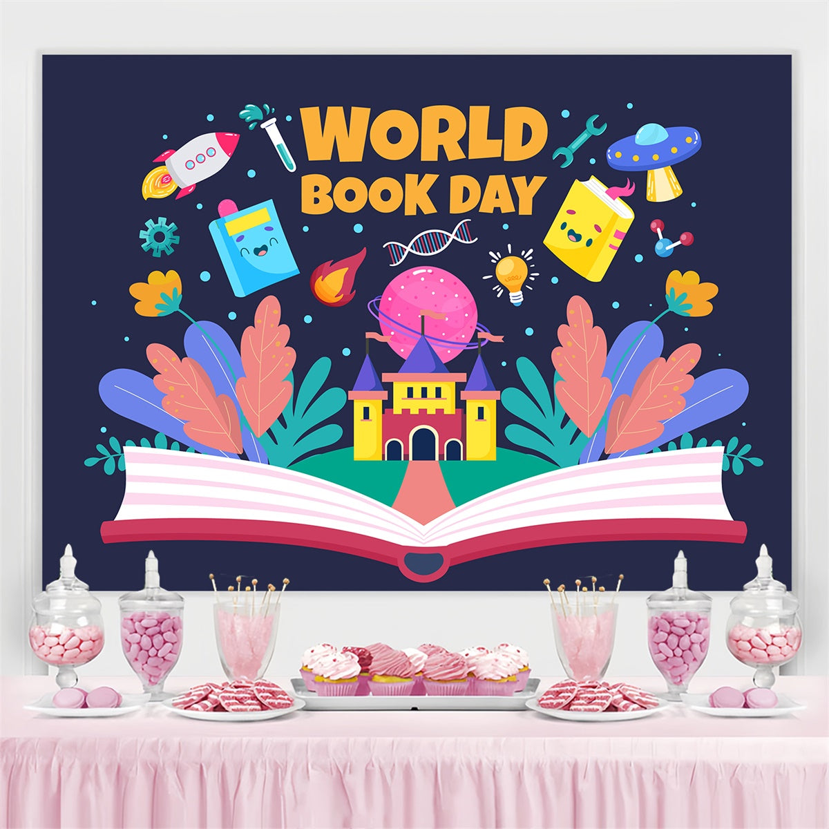 Welttag des Buches Backdrop Fantasie Wissen Wunderland Backdrop CJJ3-74