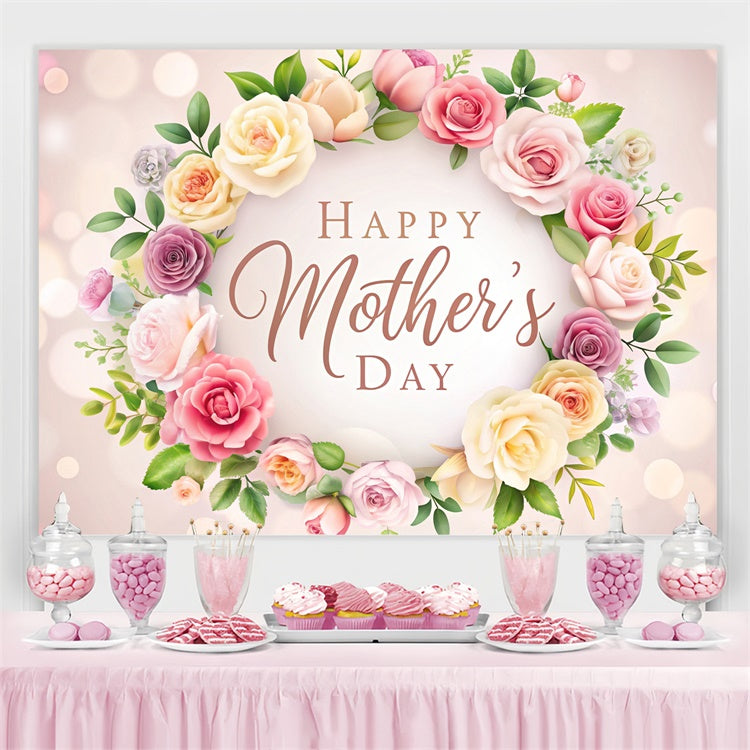 Muttertags-Hintergrundbild Personalisierbar Elegante Rosengirlande CJJ3-83