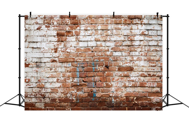 Backsteinmauer Fotohintergrund Gealterter weiß getünchter Backsteinhintergrund CJJ3-9