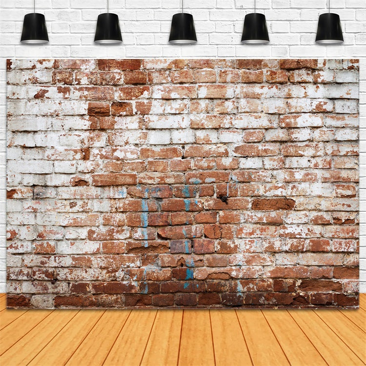 Backsteinmauer Fotohintergrund Gealterter weiß getünchter Backsteinhintergrund CJJ3-9