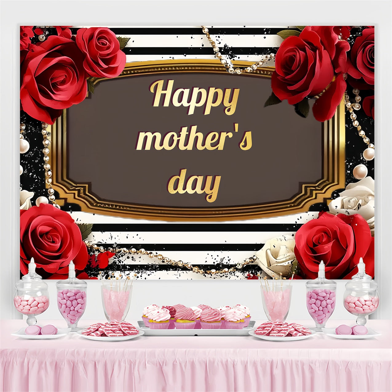Muttertagskulissen Rote Rose Streifen Personalisierter Hintergrund CSH-134