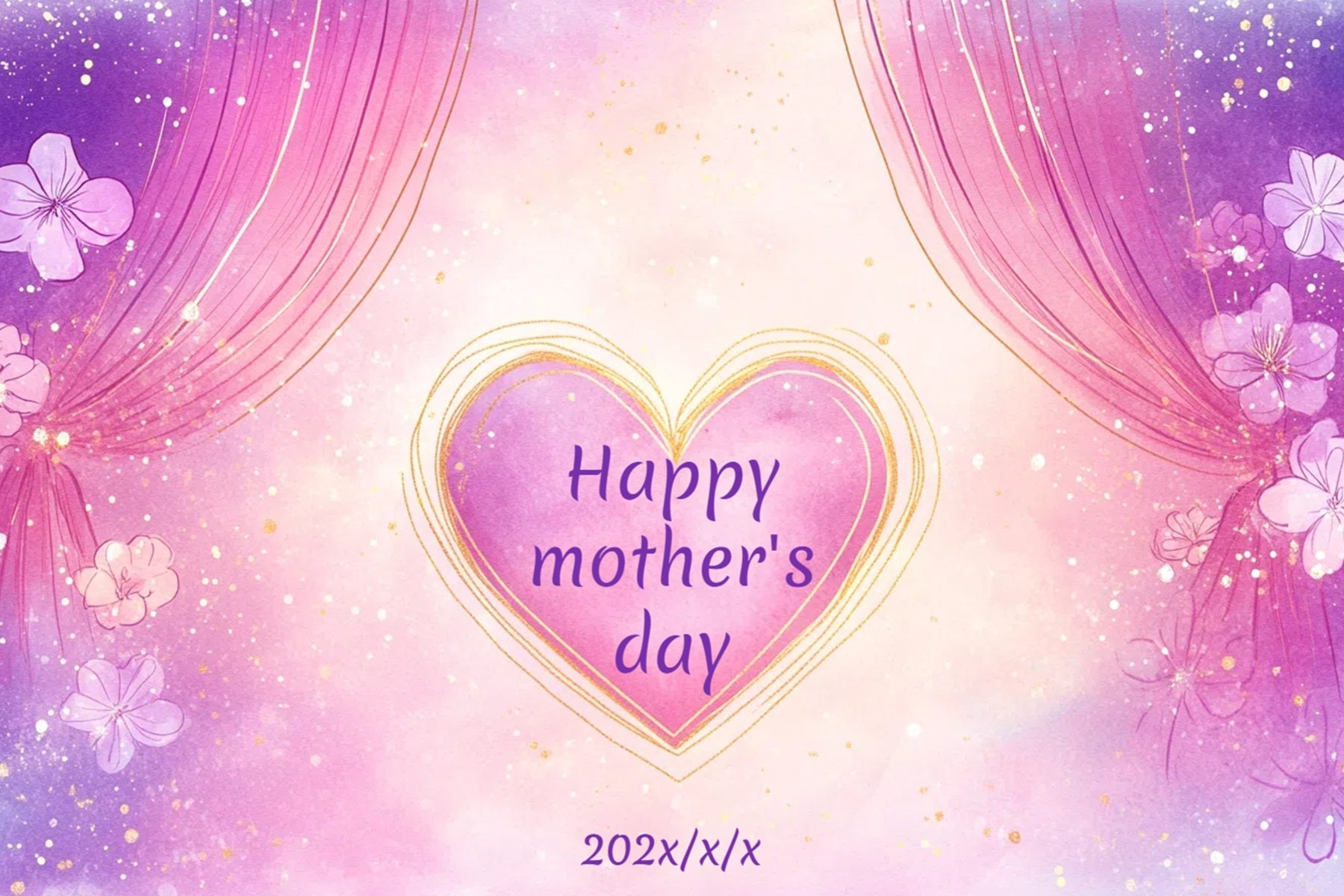 Mothers Day Fotohintergrund Lila Herz Glühen Personalisierter Hintergrund CSH-138