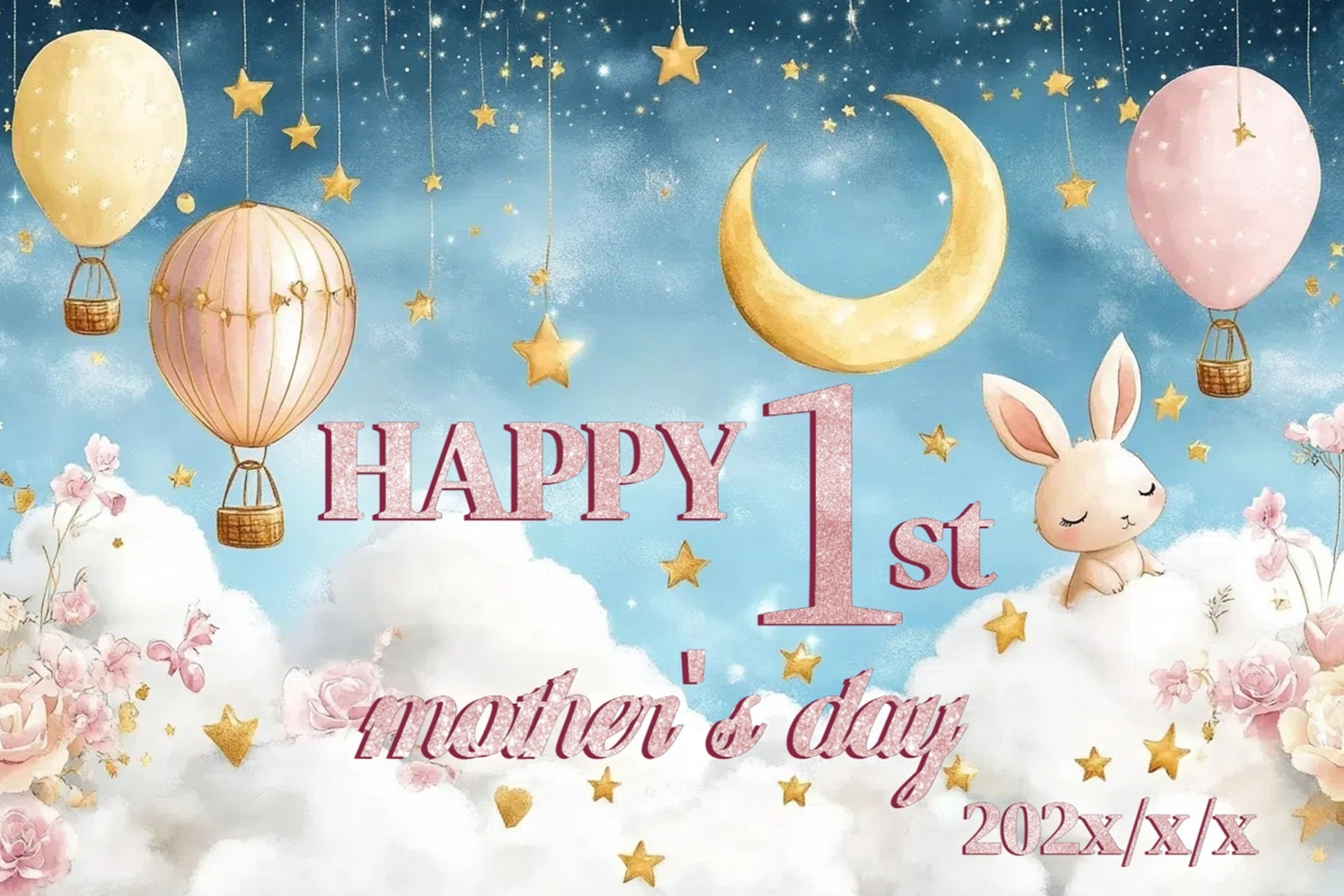 Mothers Day Backdrop Heißluftballon Himmel Custom Backdrop CSH-140