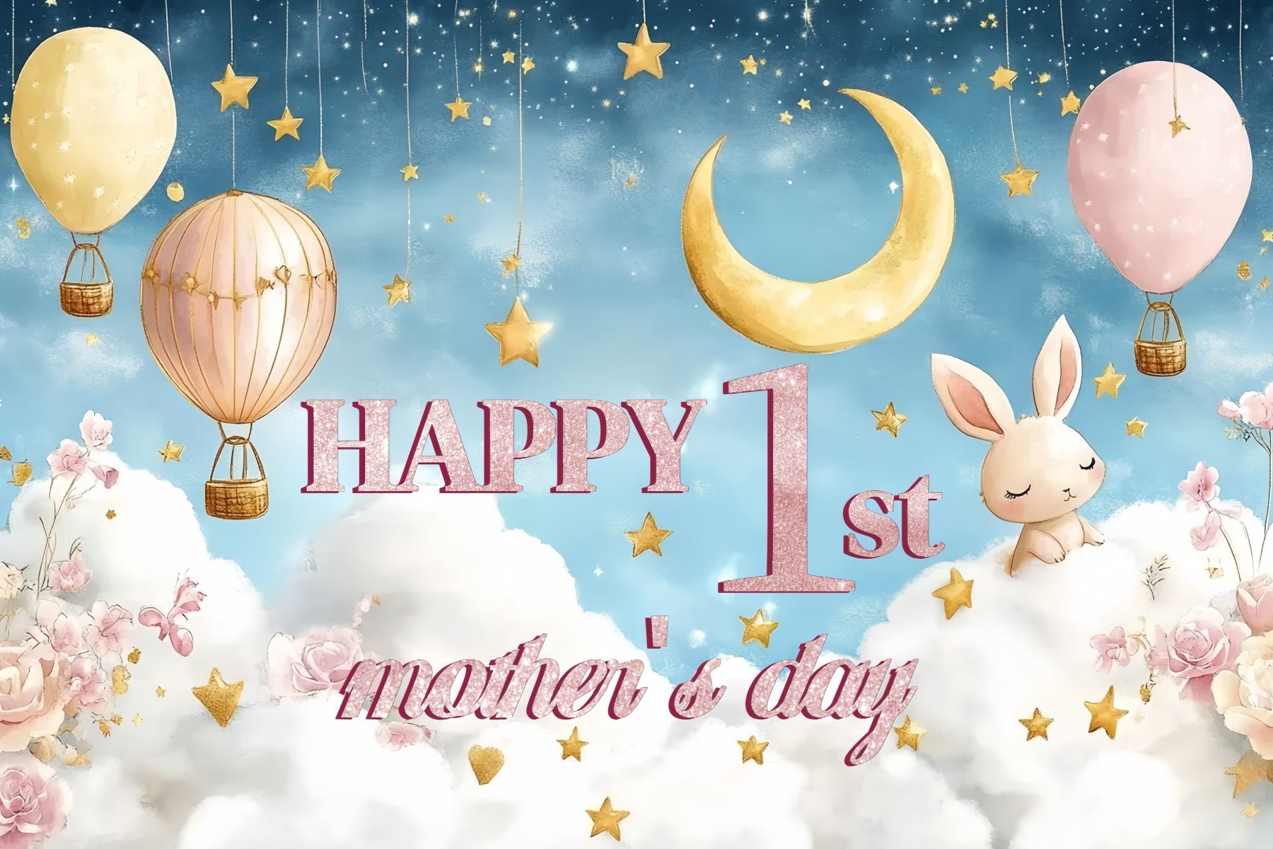 Mothers Day Backdrop Heißluftballon Himmel Custom Backdrop CSH-140