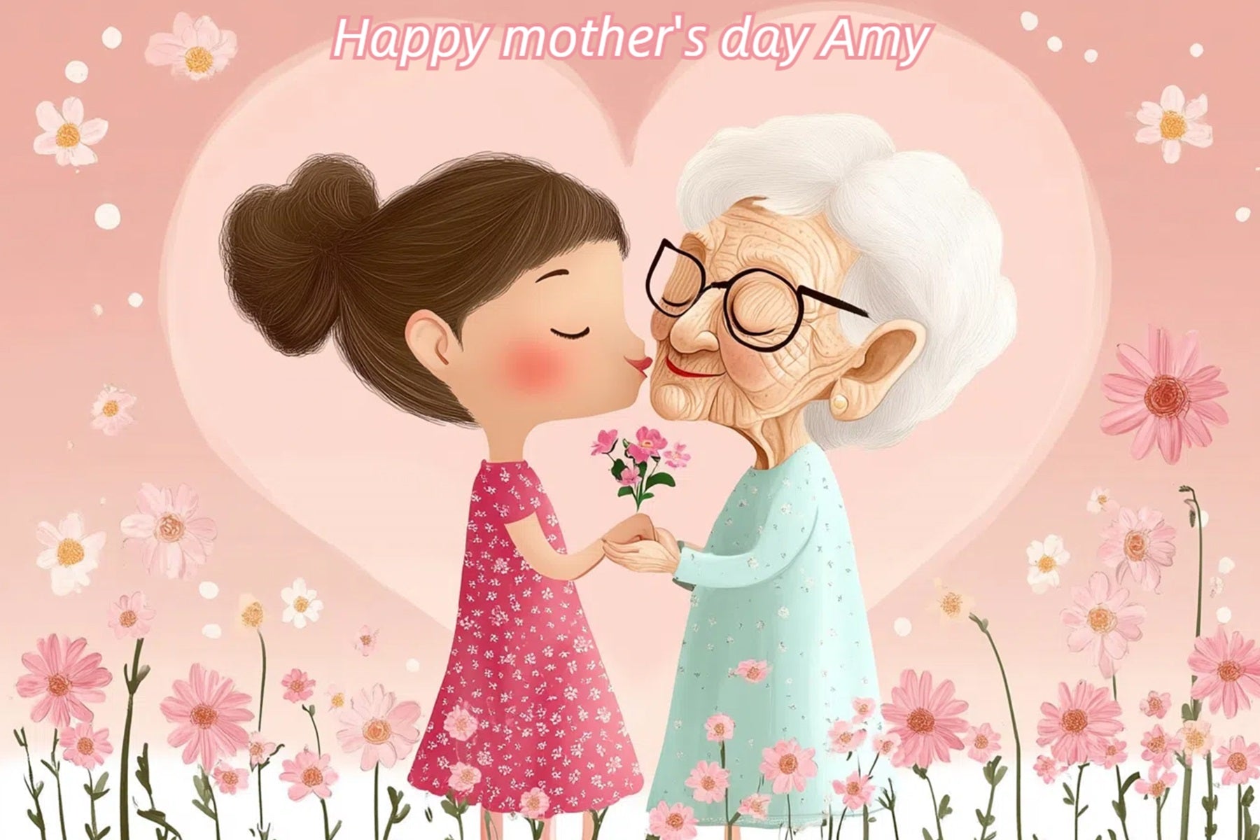 Mothers Day Backdrop Zärtlicher Kuss Oma Custom Backdrop CSH-144