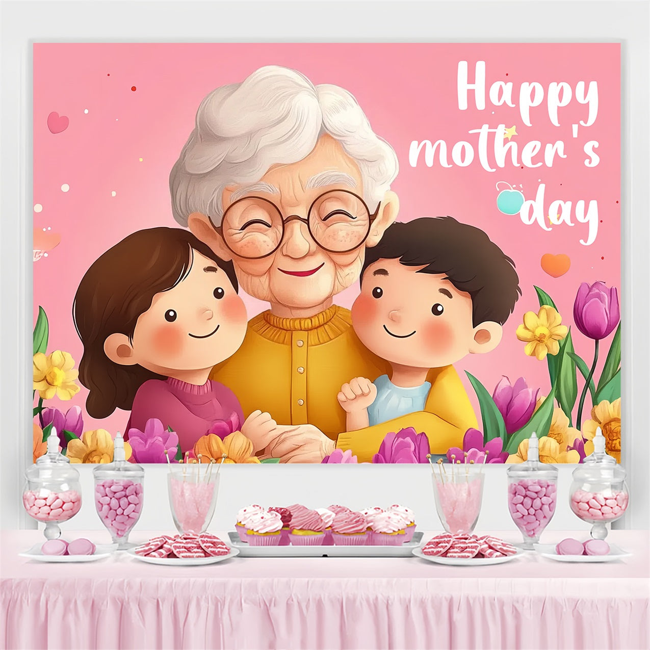 Muttertag Fotokulissen Warme Familie Umarmung Personalisierte Kulisse CSH-146