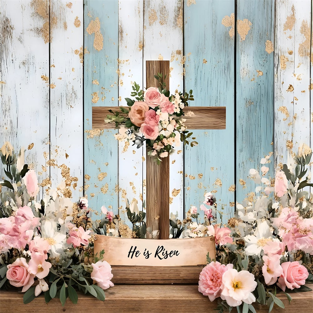 Ostern Backdrops für Fotografie Pink Floral Wood Cross Backdrop CSH2-109