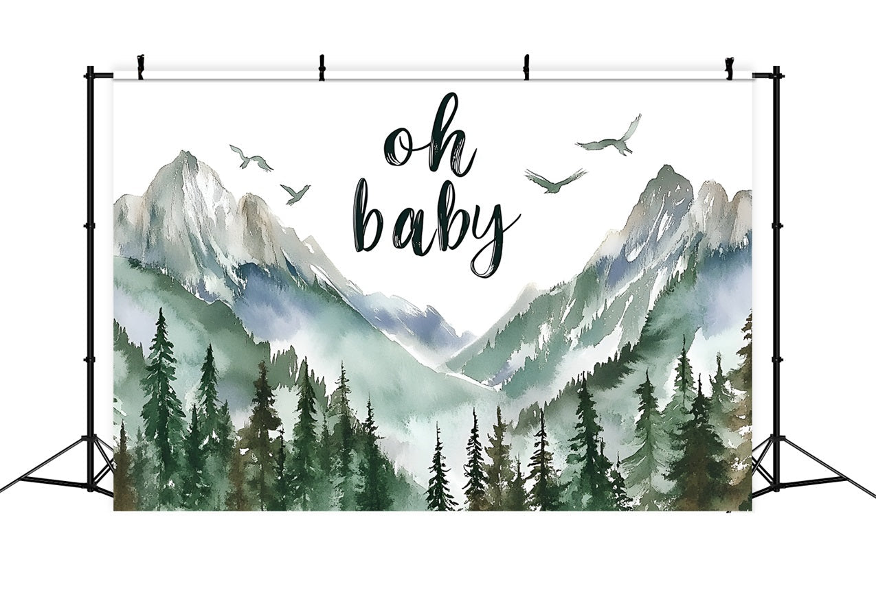 Baby Shower Backdrop Ideen Majestic Mountain View Hintergrund CSH2-115