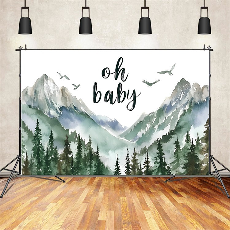 Baby Shower Backdrop Ideen Majestic Mountain View Hintergrund CSH2-115