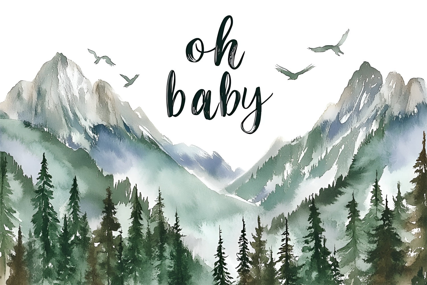 Baby Shower Backdrop Ideen Majestic Mountain View Hintergrund CSH2-115