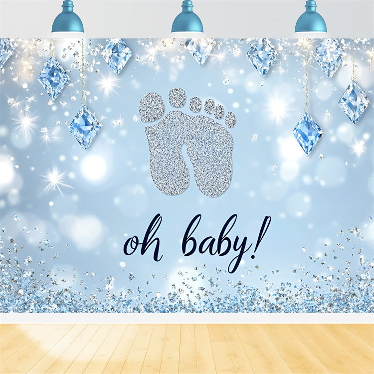 Baby Shower Fotohintergrund Glitzernde Fußabdruck Feier Hintergrund CSH2-128