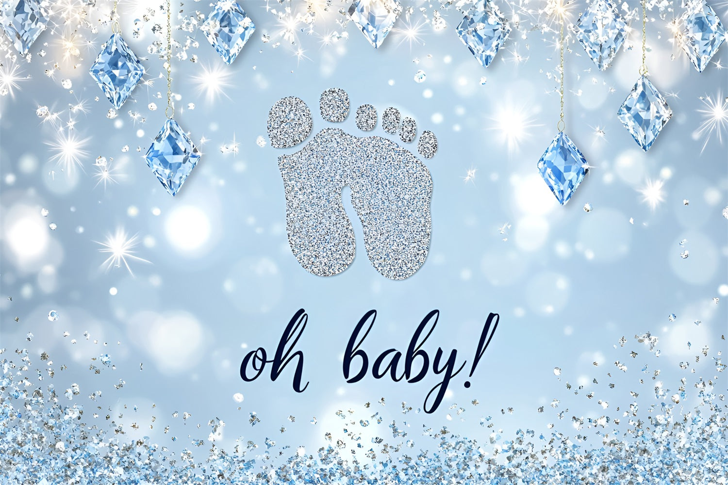 Baby Shower Fotohintergrund Glitzernde Fußabdruck Feier Hintergrund CSH2-128