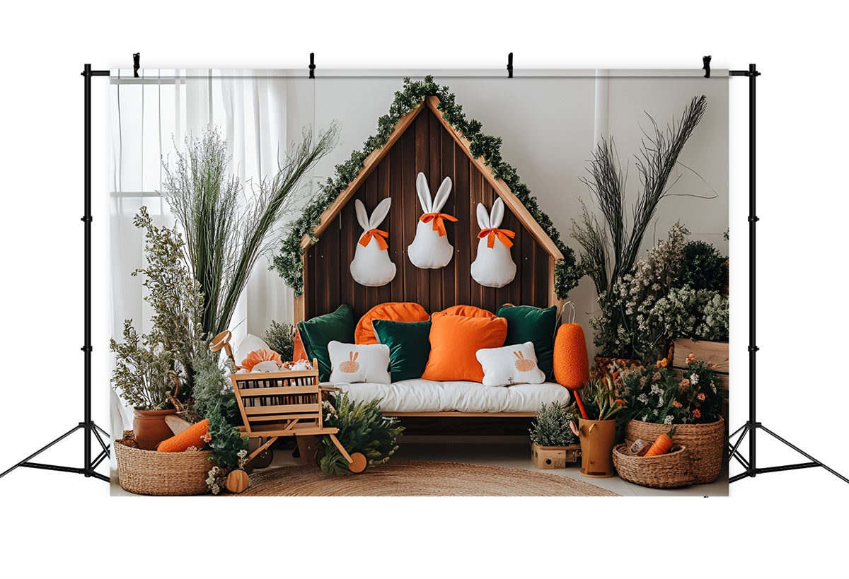 Ostern Fotografie Backdrops Bunny Home Cozy Pillows Hintergrund CSH2-13