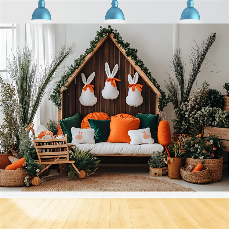 Ostern Fotografie Backdrops Bunny Home Cozy Pillows Hintergrund CSH2-13