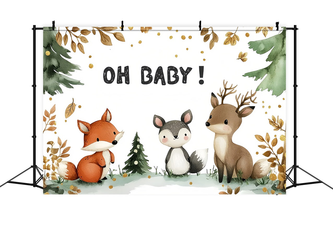 Baby Shower Backdrop Dekoration Ideen Woodland Friends Backdrop CSH2-132