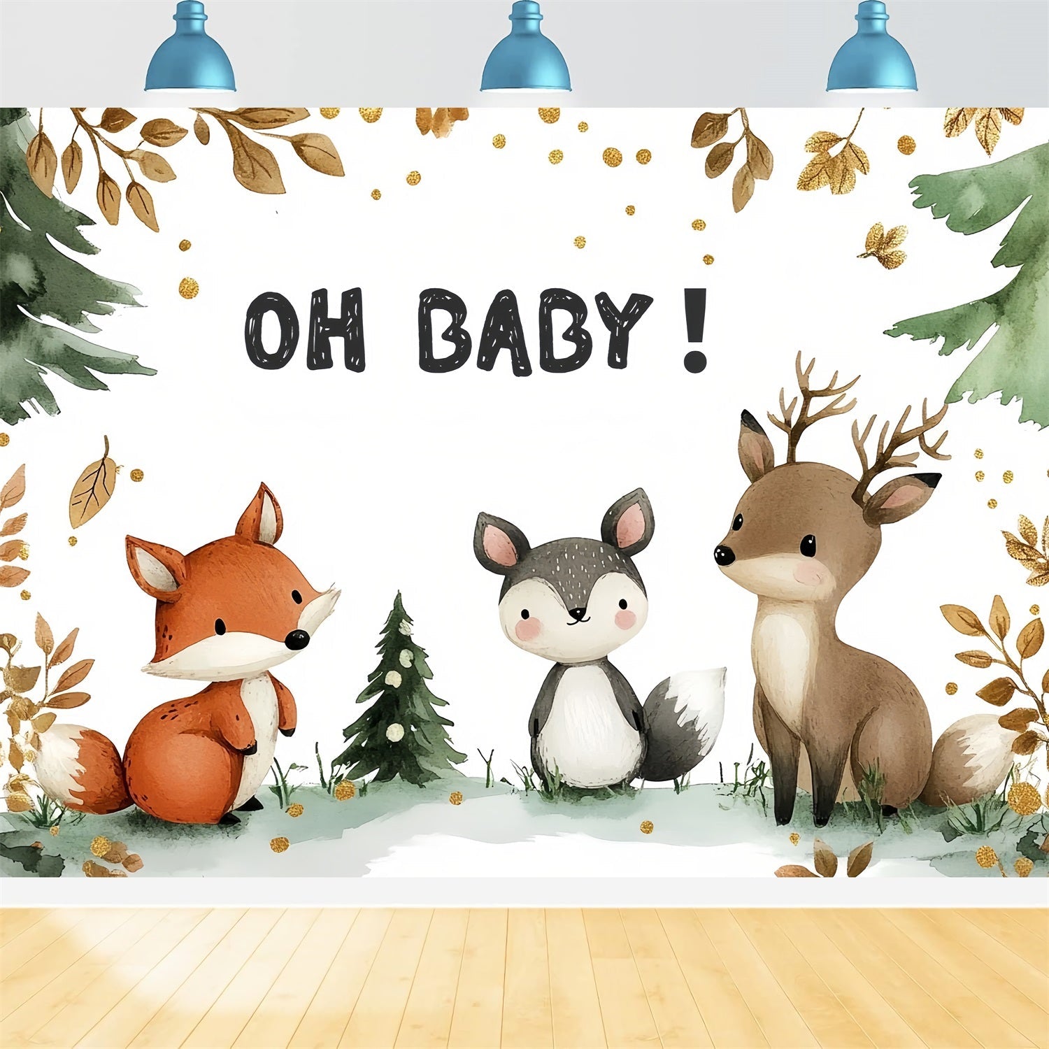 Baby Shower Backdrop Dekoration Ideen Woodland Friends Backdrop CSH2-132