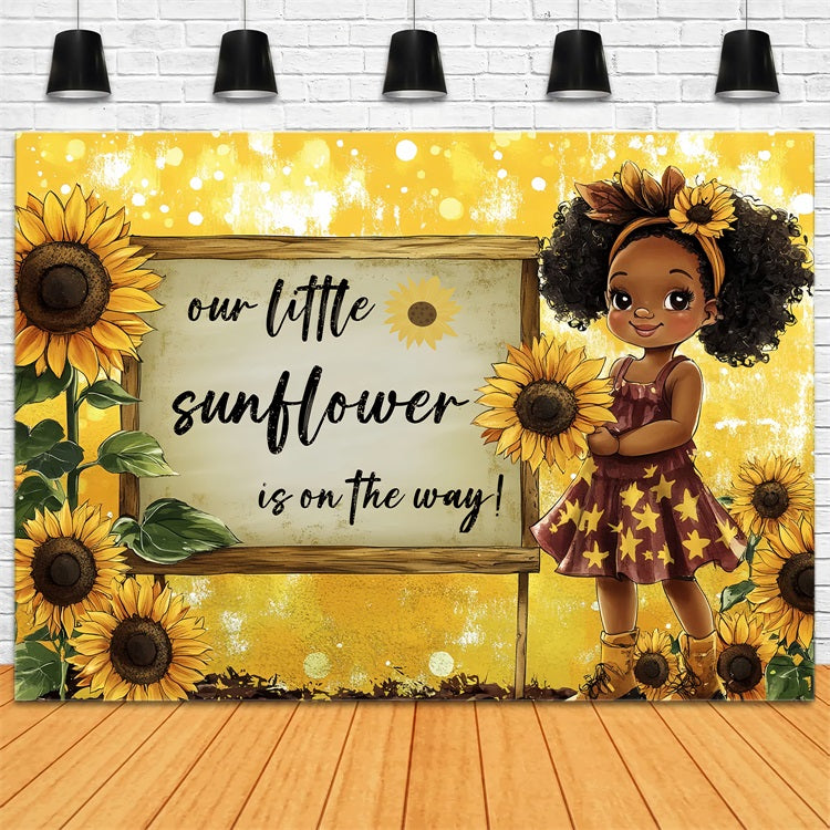 Backdrop für Mädchen Baby Dusche Goldene Sonnenblume Bloom Hintergrund CSH2-149