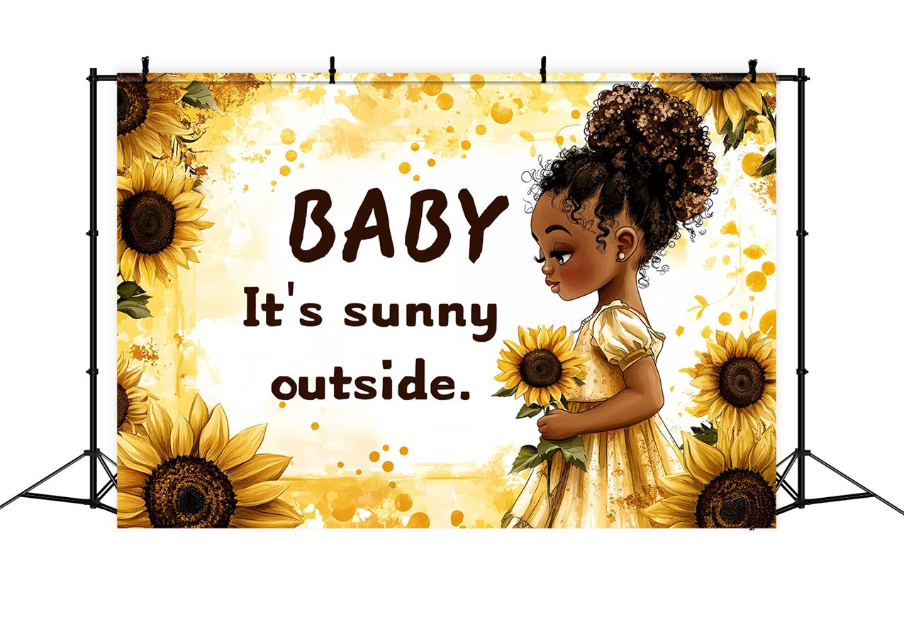 Backdrop Baby Shower Mädchen Goldene Sonnenblume Celebration Backdrop CSH2-151