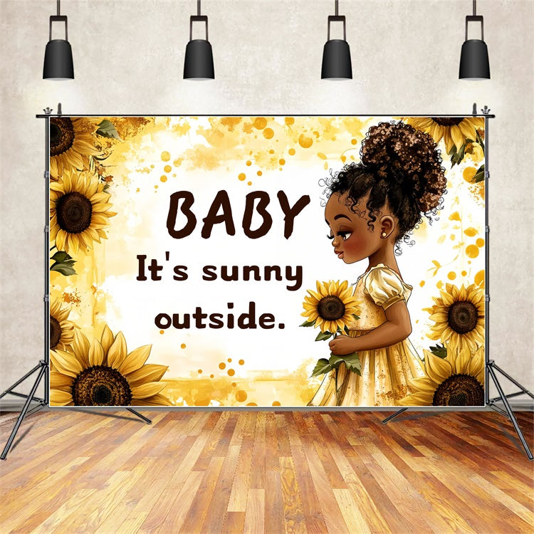 Backdrop Baby Shower Mädchen Goldene Sonnenblume Celebration Backdrop CSH2-151
