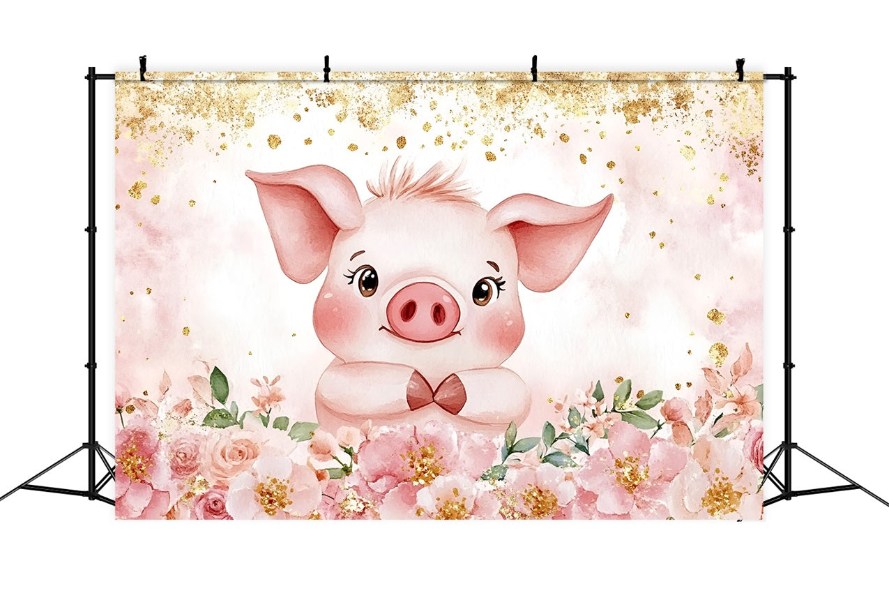 Hintergrund-Ideen für Baby-Dusche Rosa Ferkel Blumen-Hintergrund CSH2-153