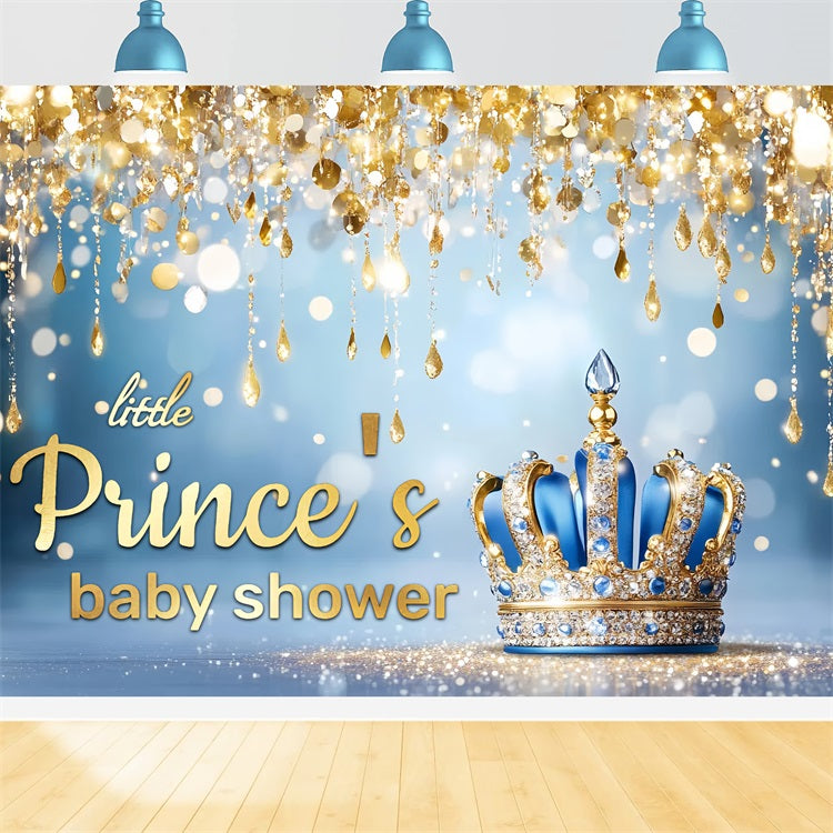 Baby Shower Backdrop Junge Prinz Krone funkelt Backdrop CSH2-156