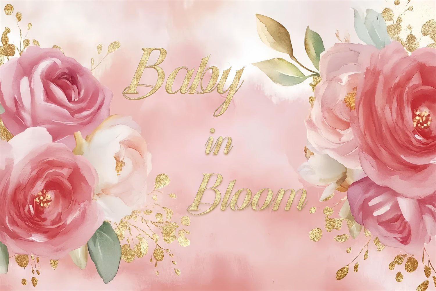 Baby Shower Blumen Hintergrund Ideen Gold Glitter Hintergrund CSH2-163