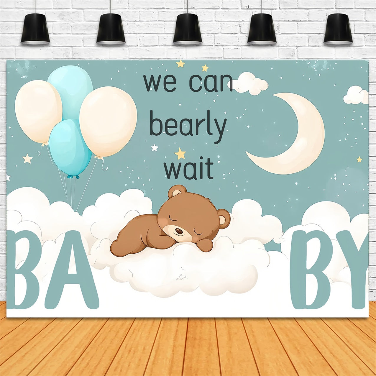 Cloud Backdrop Baby Shower Bär Ballon Hintergrund CSH2-165