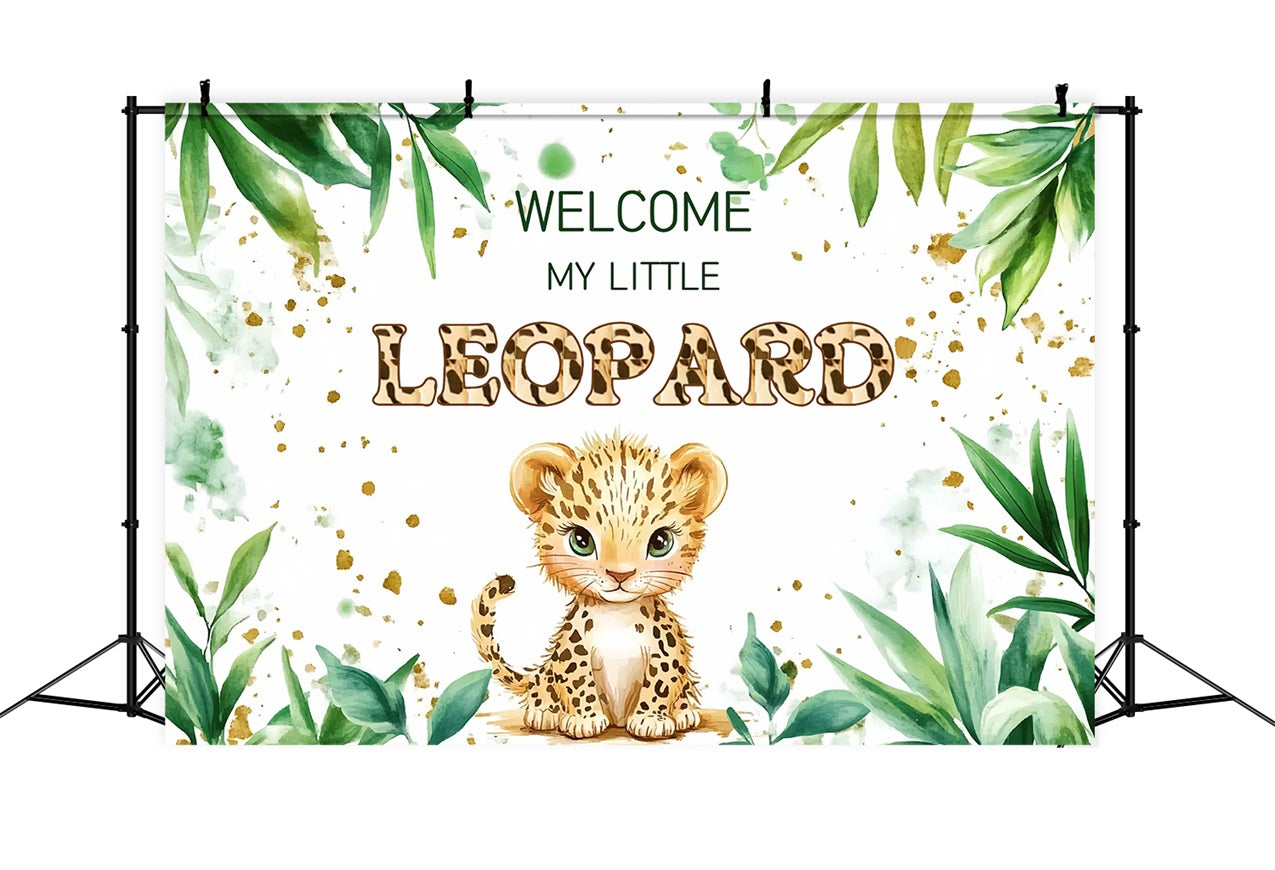 Safari Baby Shower Backdrop Ideen Leopard Greenery Hintergrund CSH2-168