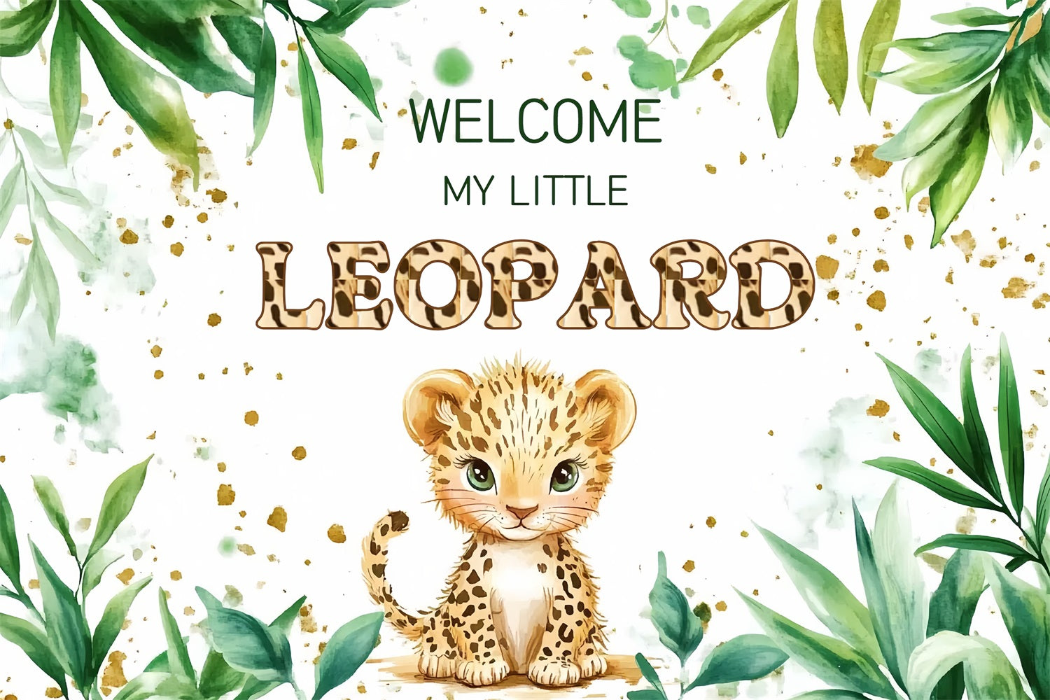 Safari Baby Shower Backdrop Ideen Leopard Greenery Hintergrund CSH2-168
