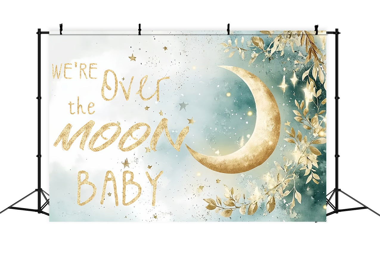 Mond und Sterne Baby Dusche Hintergrund schimmernden Laub Hintergrund CSH2-170