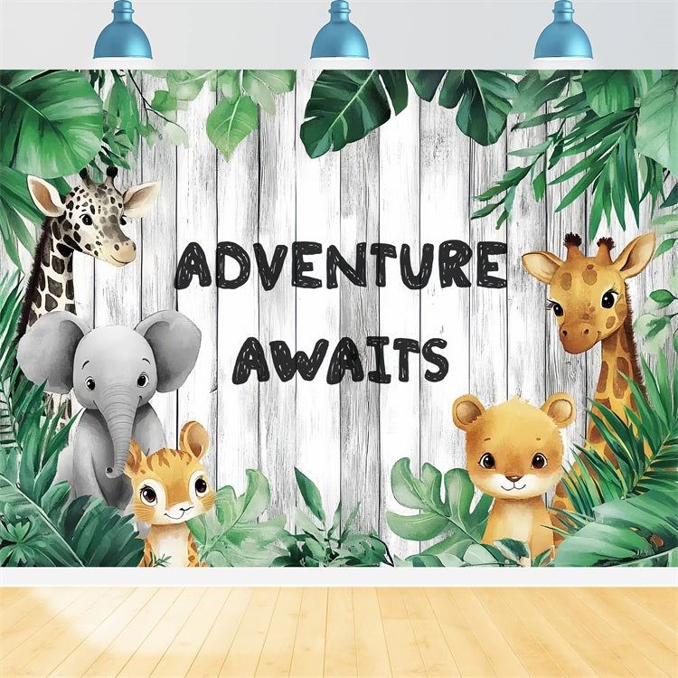Dschungel Hintergründe für Baby Shower Tiere Greenery Hintergrund CSH2-172