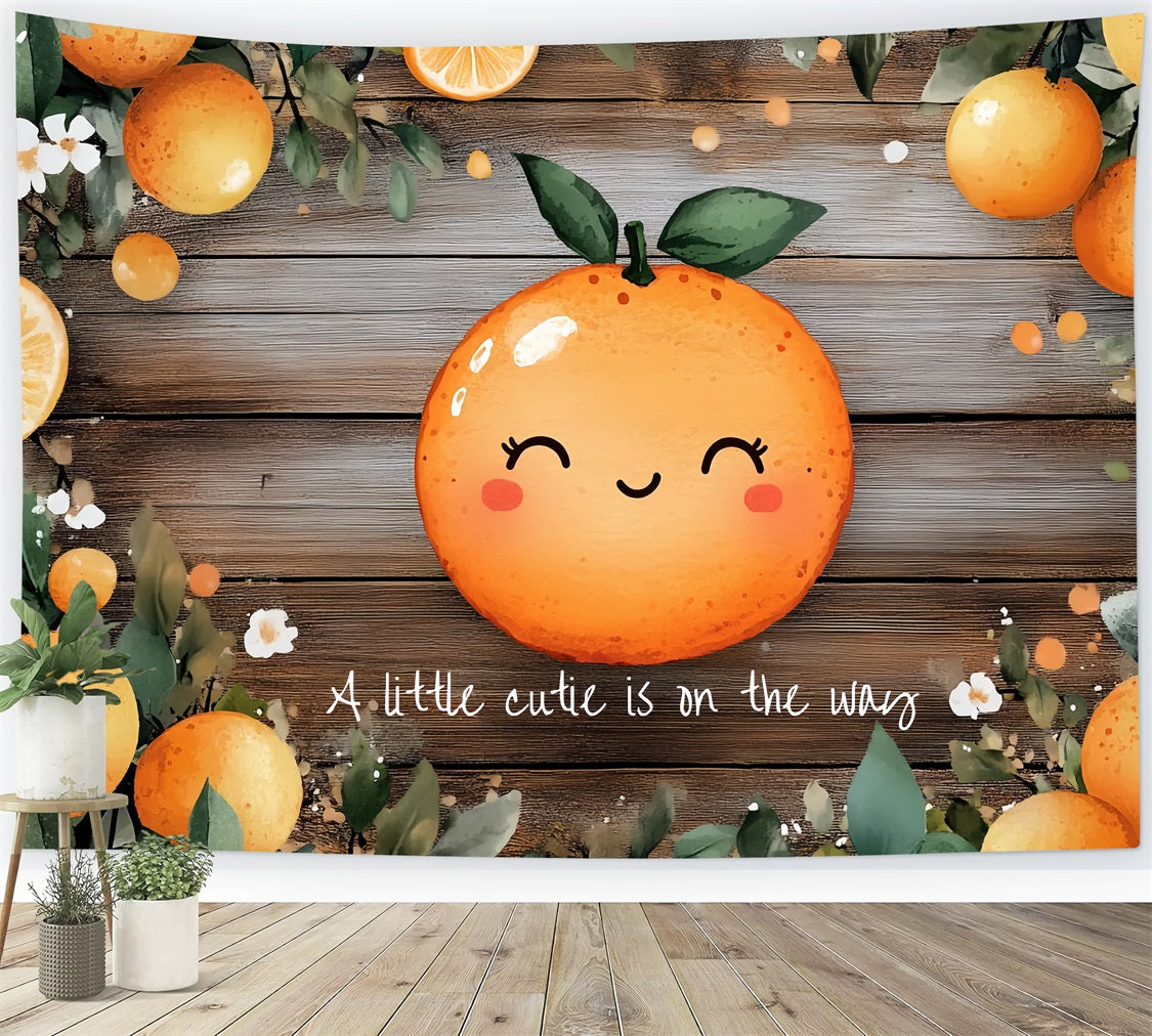 Holz-Hintergrund Baby Dusche Orangen Floral Akzente Hintergrund CSH2-174