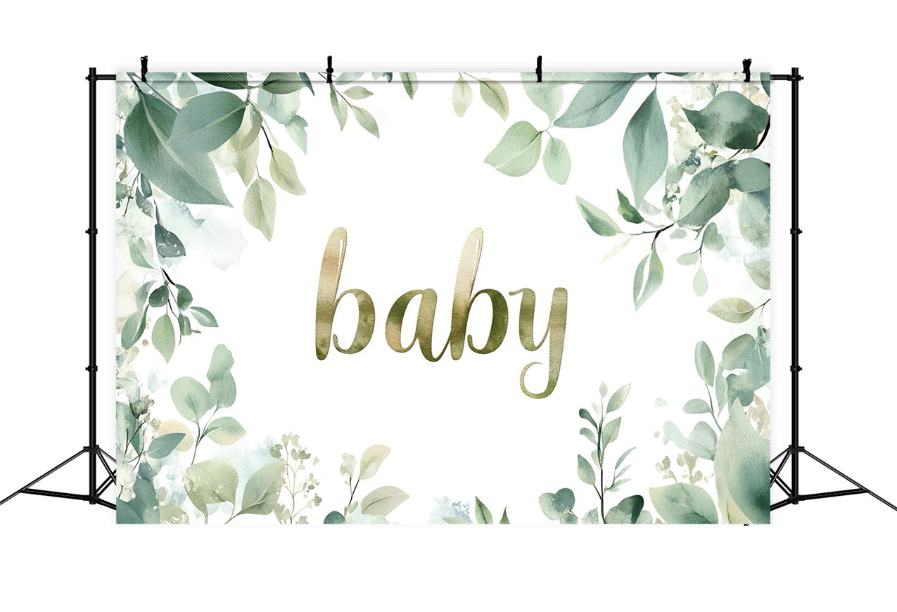 Baby Shower Greenery Hintergrund Aquarell Leafy Floral Backdrop CSH2-177