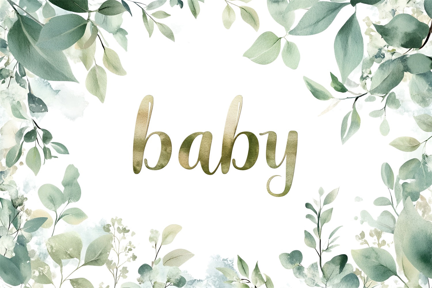 Baby Shower Greenery Hintergrund Aquarell Leafy Floral Backdrop CSH2-177