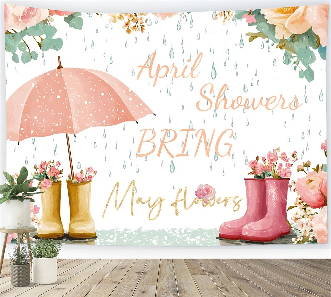 Baby Shower Fotokulissen Rainy Day Blumen Freude Hintergrund CSH2-182