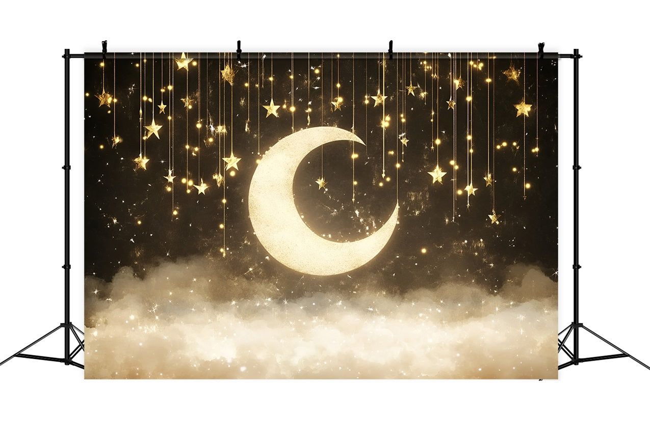 Baby Shower Backdrop Ideen Dreamy Glittering Moon Stars Backdrop CSH2-183