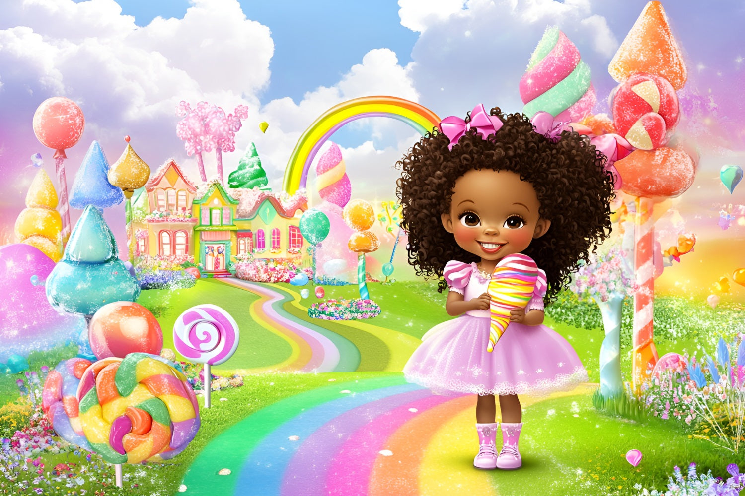 Süße Baby Shower Fotokulisse Regenbogen Candy Delight Kulisse CSH2-188