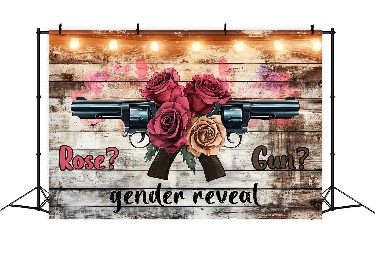Hintergrund für Baby-Dusche Rustikale Rose Gun Geschlecht Reveal Hintergrund CSH2-191