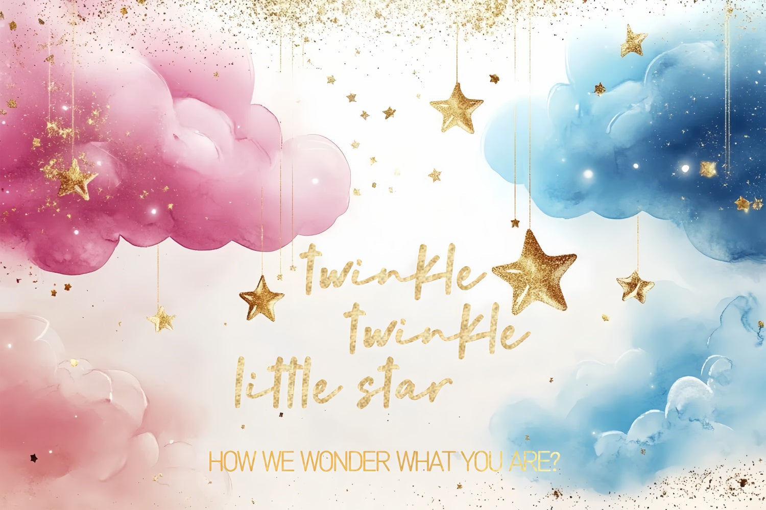 Baby Shower Fotohintergrund Sterne Wolken Baby Reveal Hintergrund CSH2-193