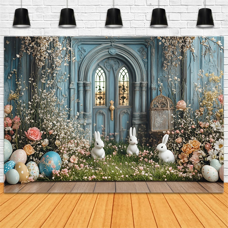 Fotohintergrund Ostern Frühling Hase Garten Tür Hintergrund CSH2-20