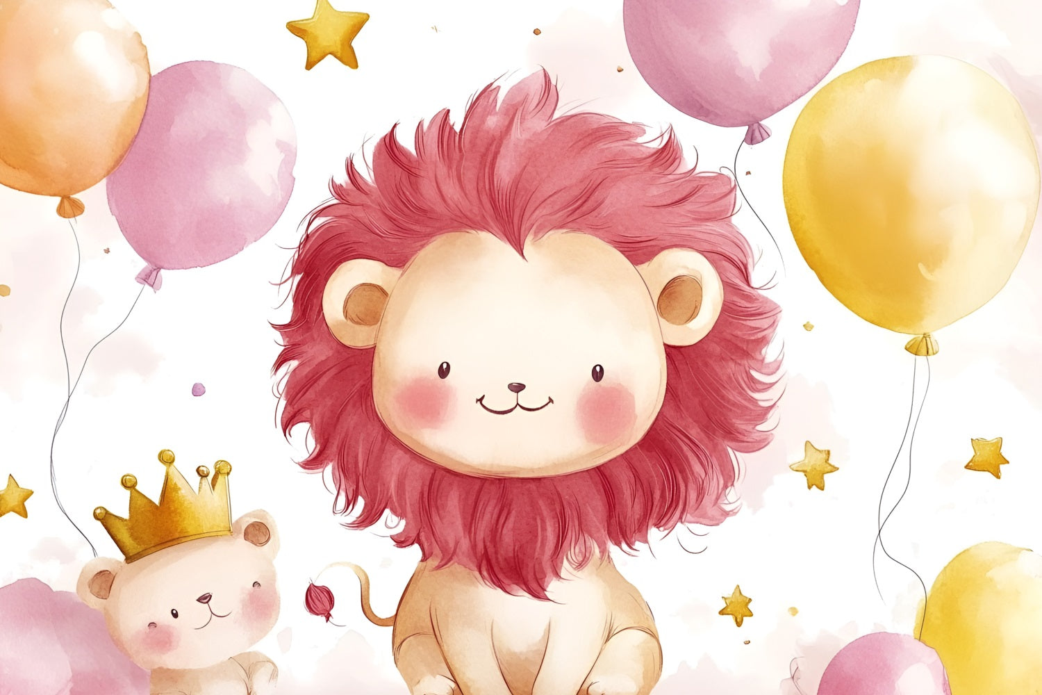 Backdrops für Baby Shower Verspielter Löwe Teddy Baby Hintergrund CSH2-210