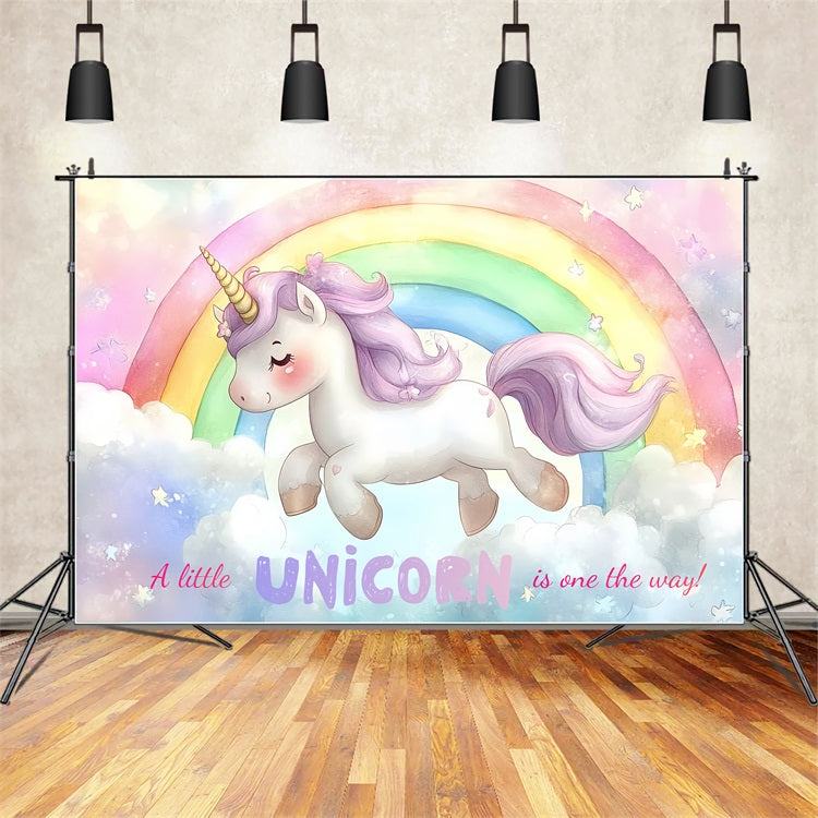Baby Shower Backdrop Mädchen Dreamy Einhorn Regenbogen Backdrop CSH2-211