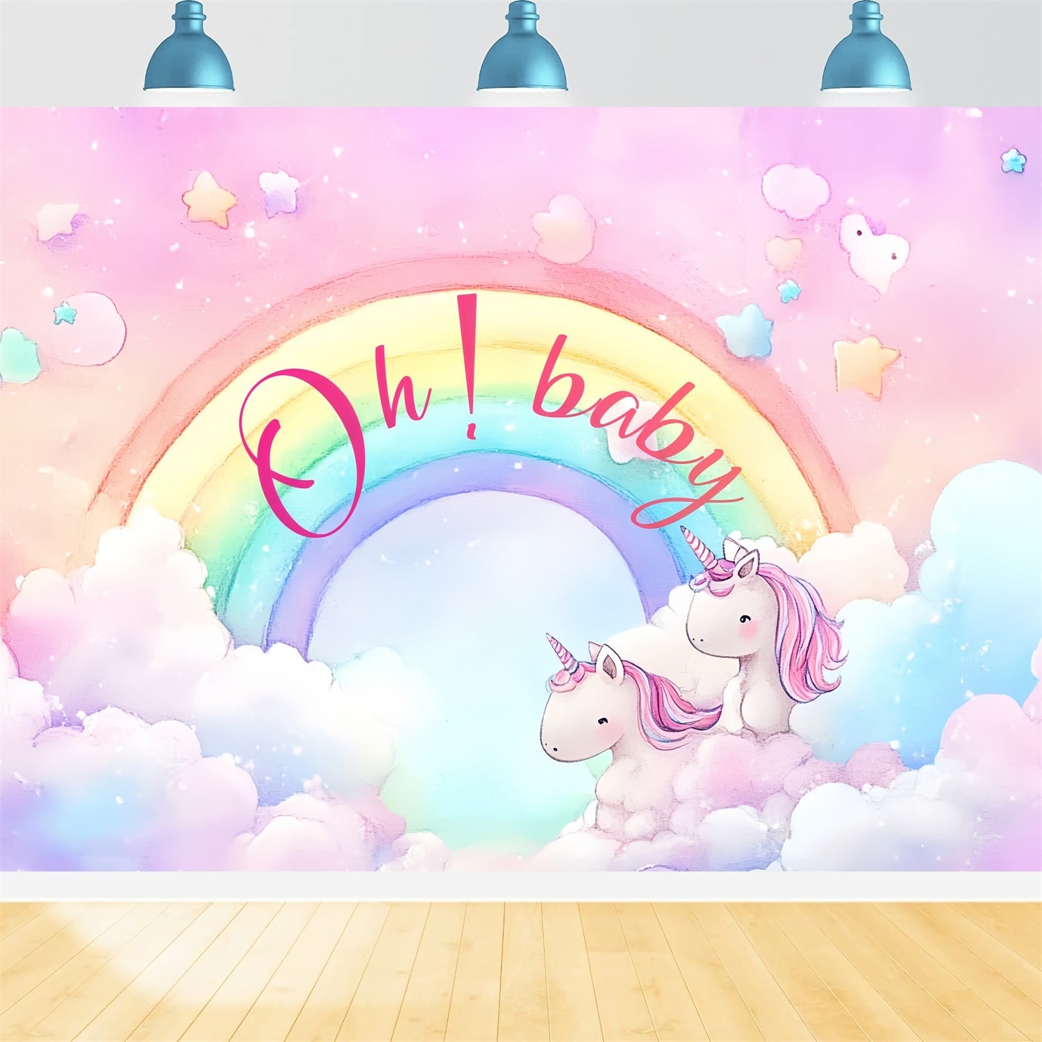 Baby Shower Backdrops Magisches Einhorn Regenbogen Wunderland Backdrop CSH2-212