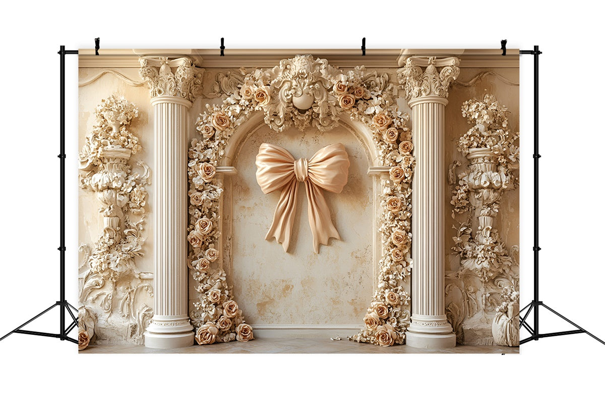 Blume Wand Hintergrund Romantische Elfenbein Rose Bogen Hintergrund CSH2-219