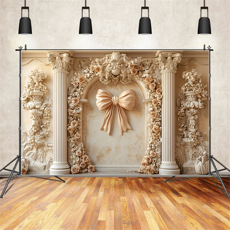 Blume Wand Hintergrund Romantische Elfenbein Rose Bogen Hintergrund CSH2-219