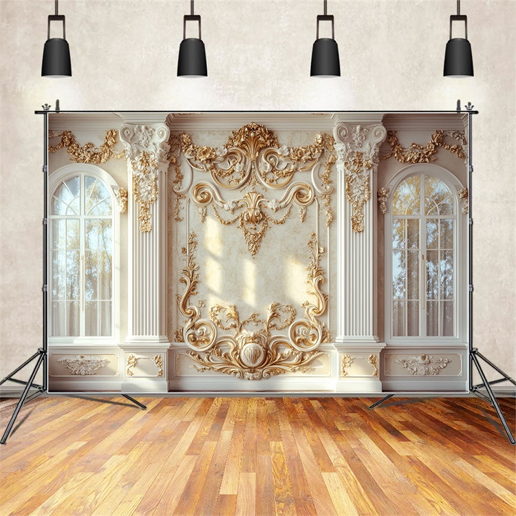 Blume Wand Hintergrund Vintage Golden Arch Floral Hintergrund CSH2-223